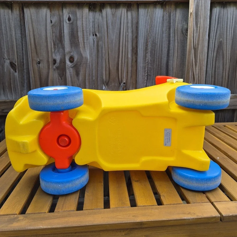 Vintage  Little Tikes yellow race car Ride On Push Toy Roadster Made In USA
